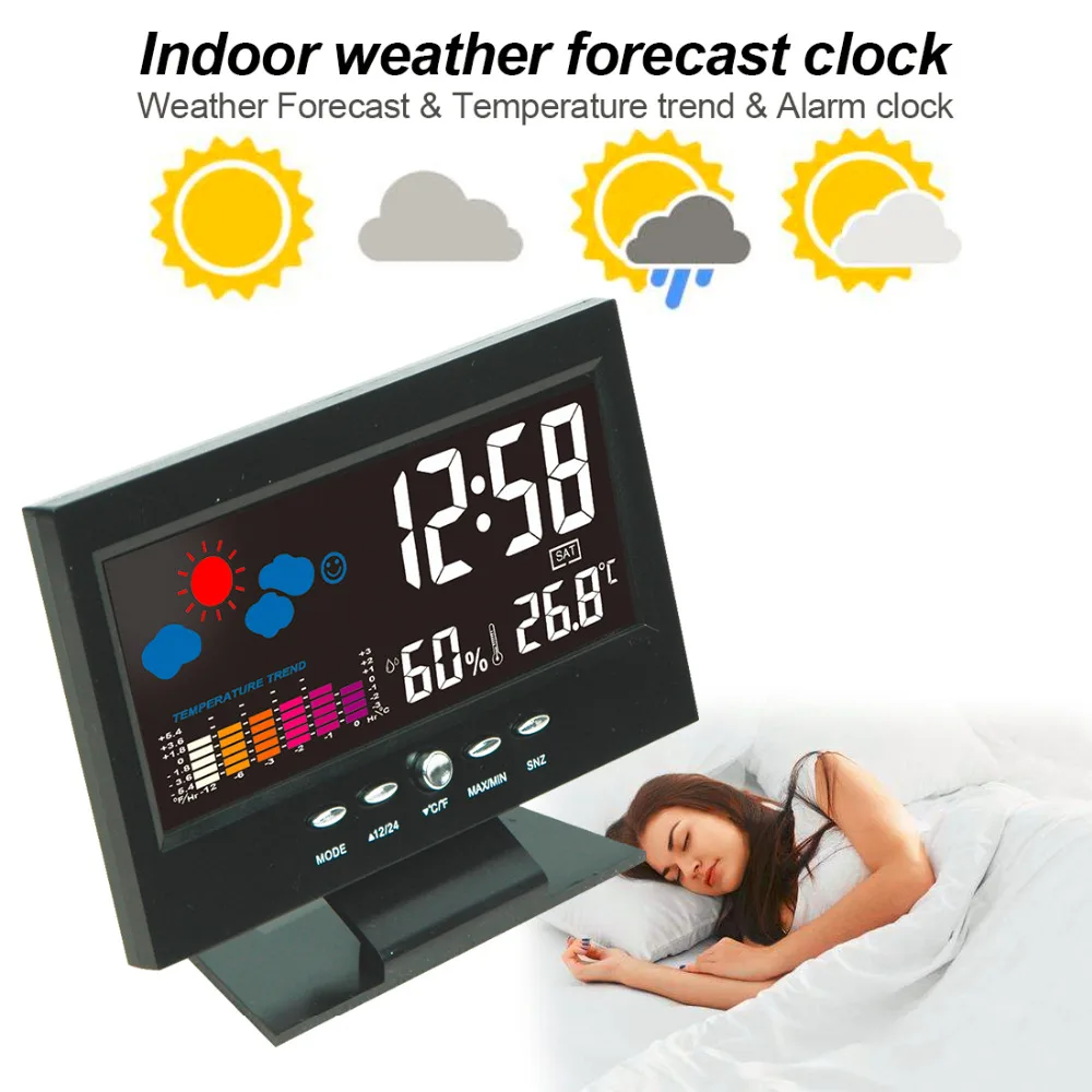 Digital Temperature Humidity Meter Clock Thermometer Hygrometer
