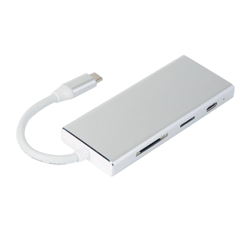 

USB C to Hub 7IN1 Portable Thunderbolt3 USB 3.1 with HDMI Port USB 3.0 Hub SD and MicroSD Card Reader USBC Charging Inte