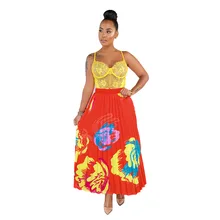 Новые женские Макси плиссированные юбки летние цветочные печати винтажные с высокой талией по щиколотку модные повседневные юбки 4 цвета