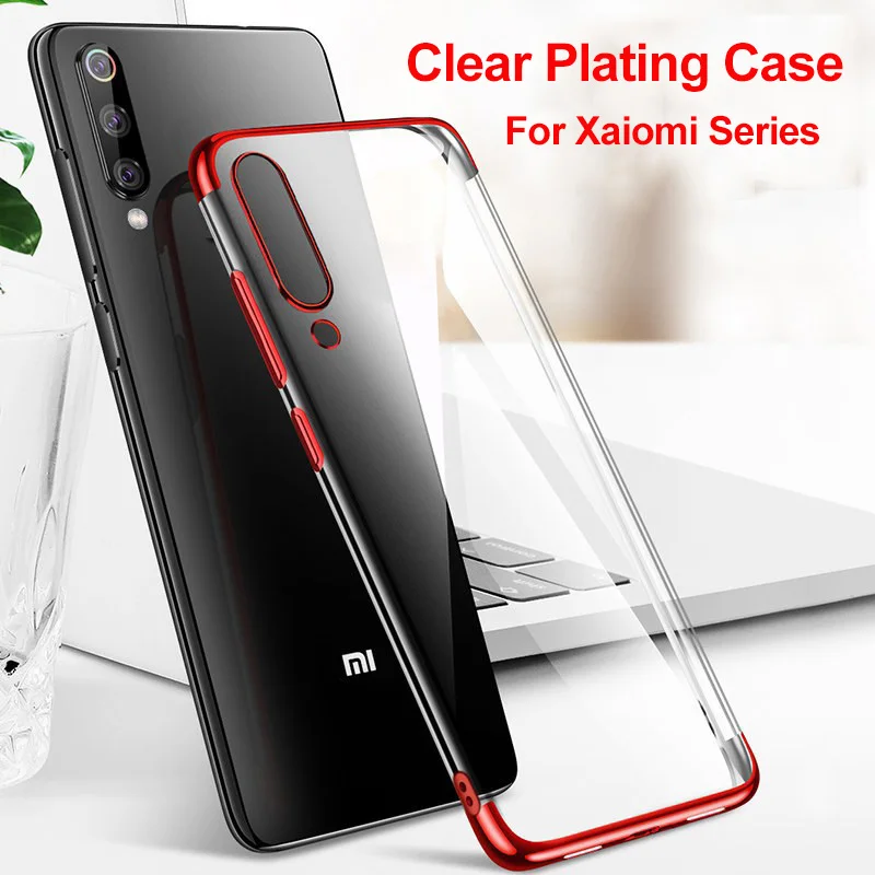 

Clear Silicone Case For Xiaomi Mi 9 9T Case Soft TPU Plating Cover For Xaiomi Mi 8 9 SE Mi9 A2 Lite Play Pocophone F1 Phone Case