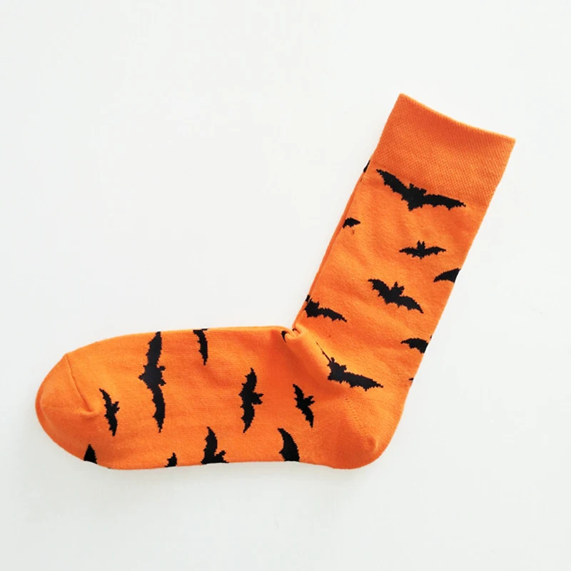Хлопковые носки с рисунком летучих мышей и тыквы на Хеллоуин Harajuku стильные модные высококачественные милые носки для костюмированной вечеринки