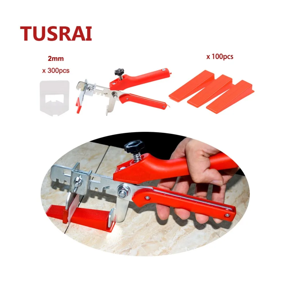 

Tile Leveling System Kit 2mm 3/32" 401pcs Ceramic Wall Alignment Floor Leveling Spacer Clips 300pc+Wedges 100pc+Locator TUSRAI
