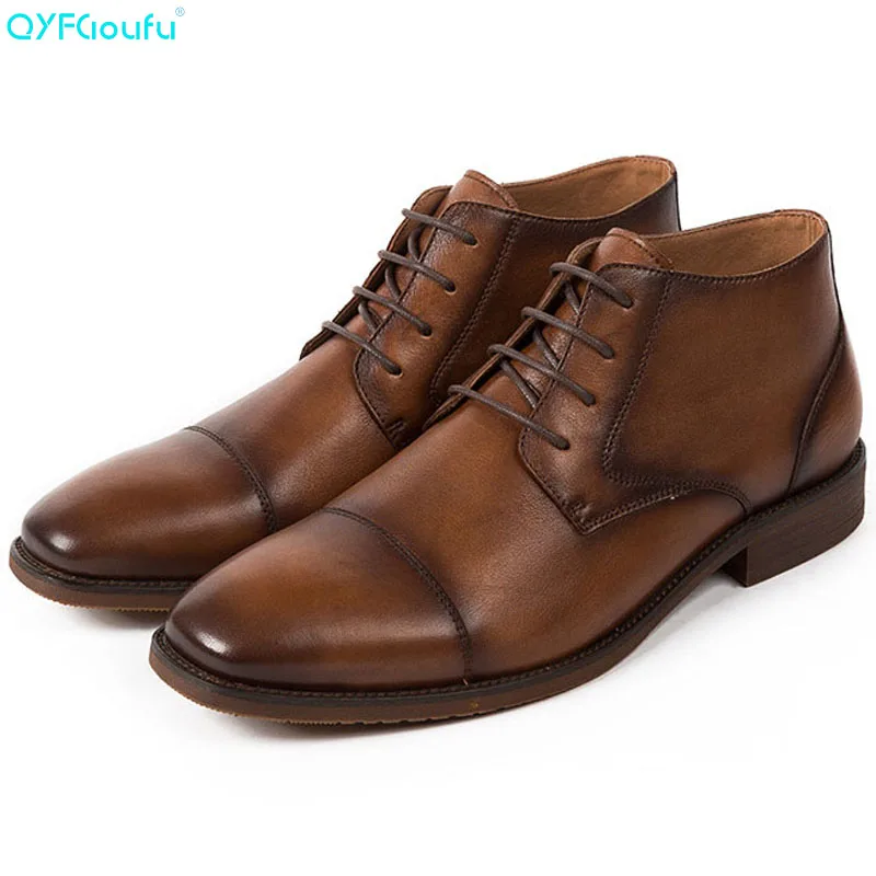 

Brand Genuine Leather Chelsea Boots Men High Quality Office Vintage Ankle Boots 2019 Fashion Business Casual Shoes