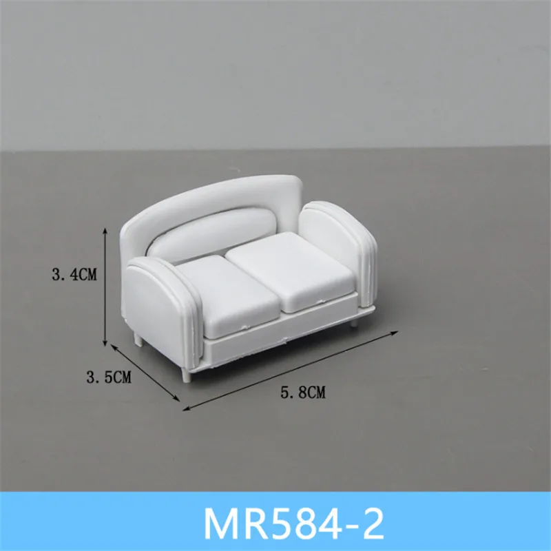 1 шт./лот масштаб 1:25 Миниатюрная пластиковая модель белый диван и кровать для строительства поезда Макет железной дороги декорации аксессуары - Цвет: MR584-2