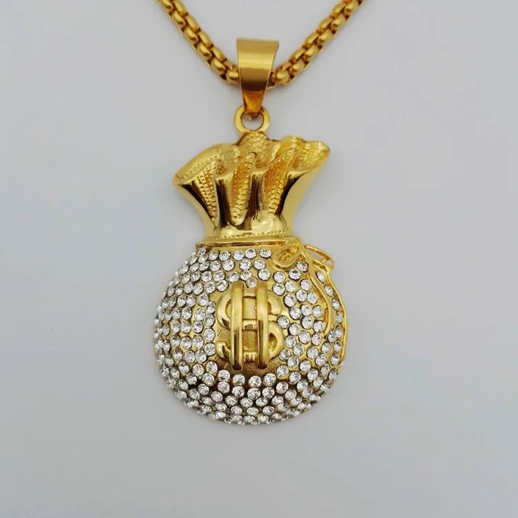 Новые ожерелья HipHop из нержавеющей стали 316L с символикой доллара $ золотые цепочки