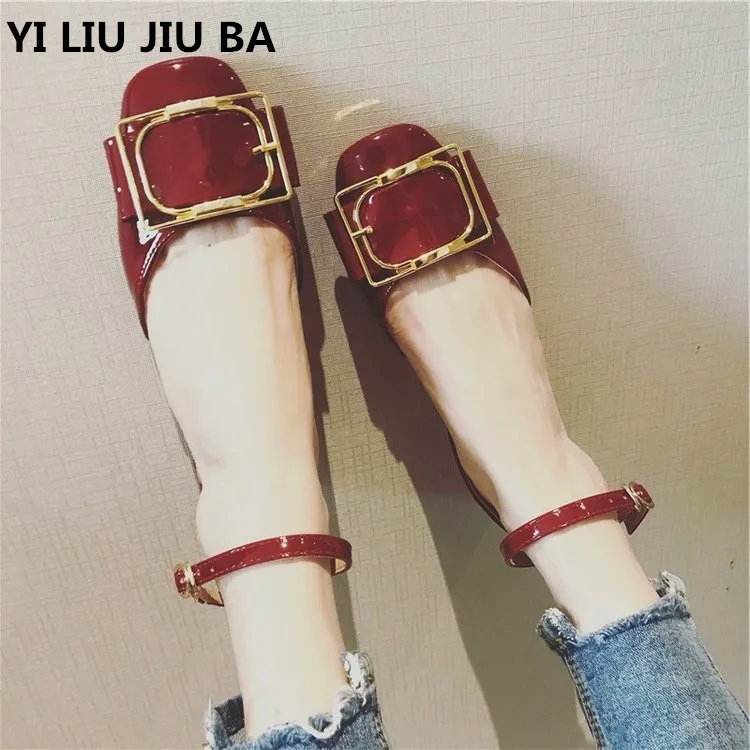 

2019 new women flats shoes Fashion buckle slip on women shoes PU leather summer casual shallow party shoes women mujer **582