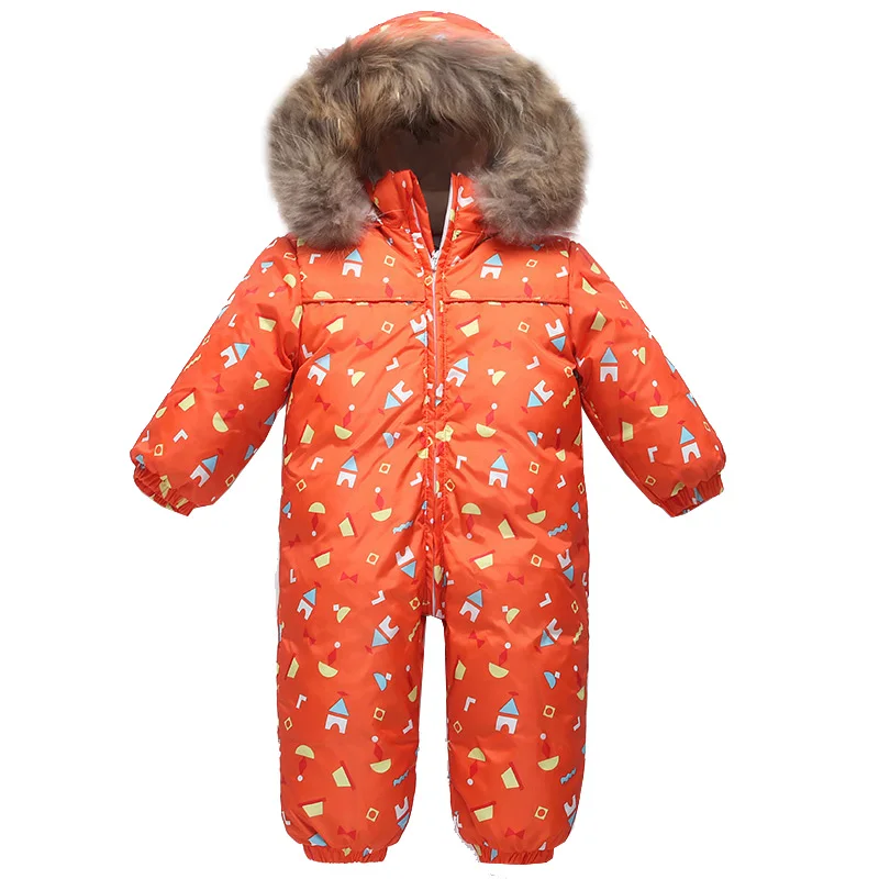 

2018 Winter Baby Down Rompers Boy Down Romper Girl Down Coat Natural Fur Kids Shiny Down Romper 6M - 2 Years