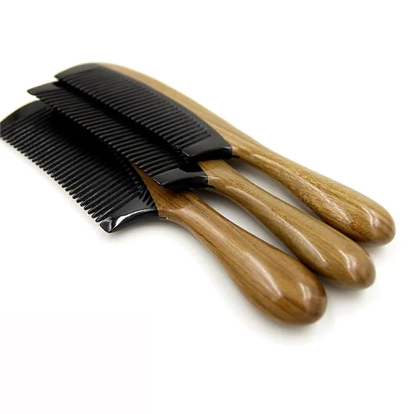 Horn Comb Wooden Comb Handle Handmade Sandalwood Fine Tooth Curly Hair