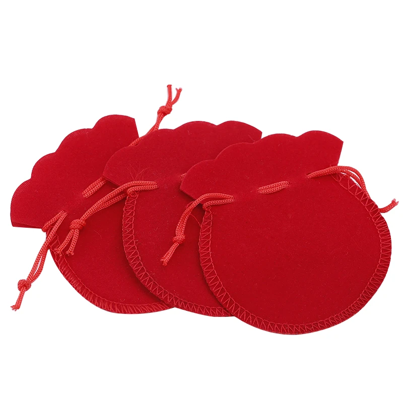 Free Shipping 100PCS  7x8cm Red Velvet Drawstring Pouch Bag/jewelry Bag,christmas/wedding Bag
