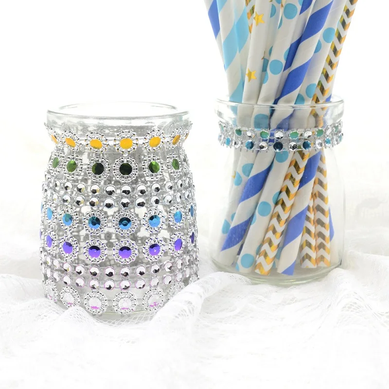 

OUDIROSE 1yard Color Bling Gold Wire Mesh Ribbon Flower Wedding Table Rhinestone Grid Roll With Tulle Crystal Ribbon DIY Decorat