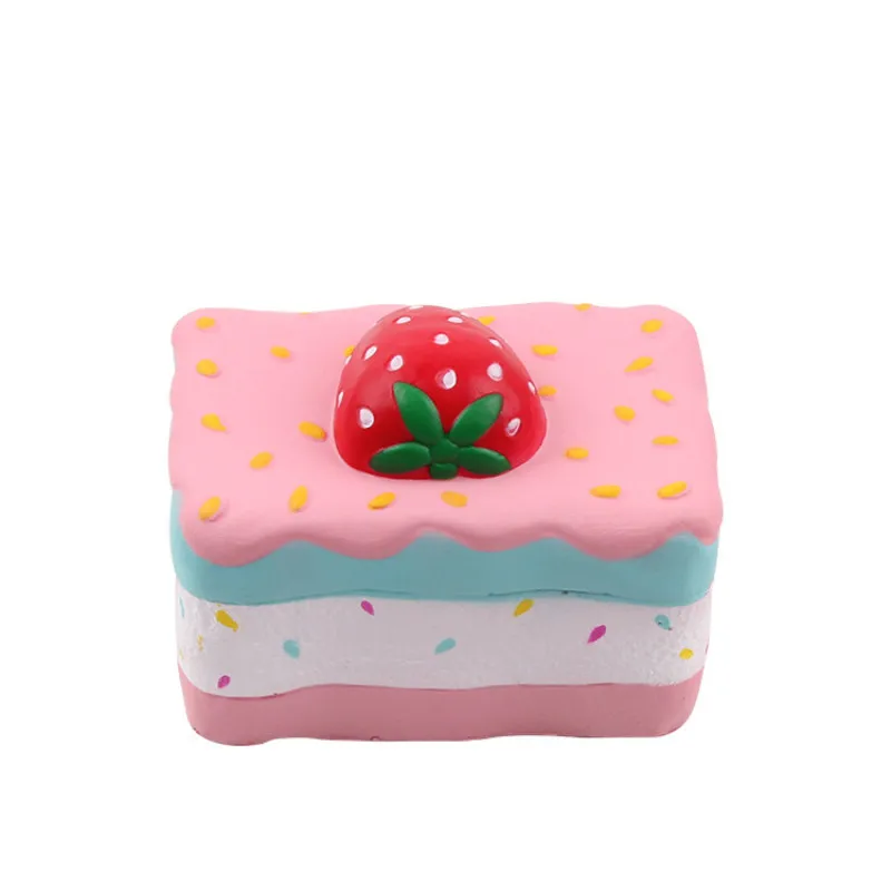 ZNNL057 Squishy New Slow Rebound Cartoon Mini Simulation PU Slow Rebound Compression Toys Square Strawberry Cake Children's Toys