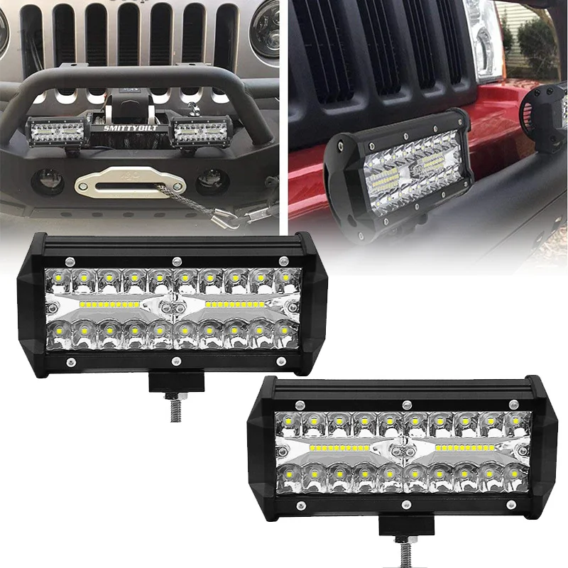 

7 inch 120W Combo Work Led Light Bars Spot Flood Beam 4x4 Spot 12V 24V 4WD Barra LED Headlight For Auto Boats SUV ATV Light