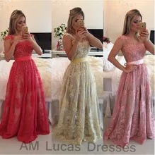 Luxus Lange Abendkleider Spitze Schärpe 2016 Vestido De Festa Prinzessin Stil Formale Abendkleider Prom Kleider Plus Größe