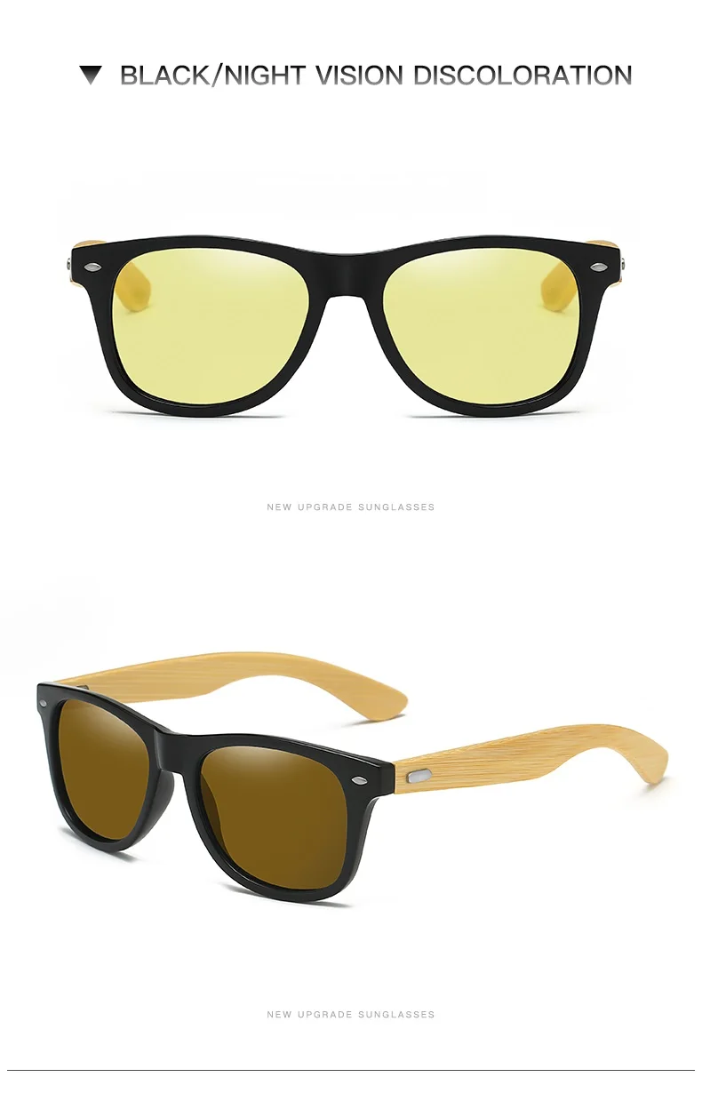 Новые поляризационные бамбуковые солнцезащитные очки фотохромные мужские солнцезащитные очки в деревянной оправе женские брендовые Оригинальные очки Oculos de sol masculino - Цвет линз: Photochromic-Brown