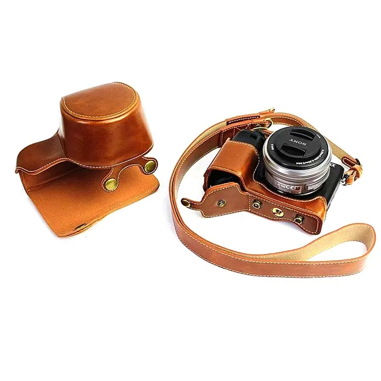 

DSLR Camera Leather Bag Case cover For Sony A6300 A6000 16-50mm long Lens Photo Bag Case