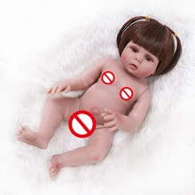 straight hair 48CM bebe doll reborn toddler doll girl  in panda dress  full body soft silicone realistic flexible baby bath toy