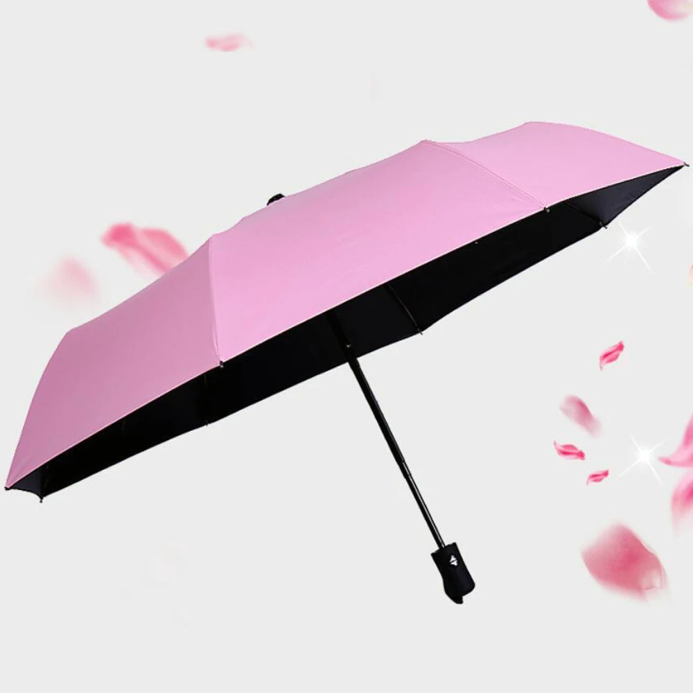 Автоматический зонт от дождя и солнца с защитой от УФ-лучей, черное покрытие, 3 складных ветростойких авто класса люкс, большой Ветрозащитный женский зонтик с 8 ребрами