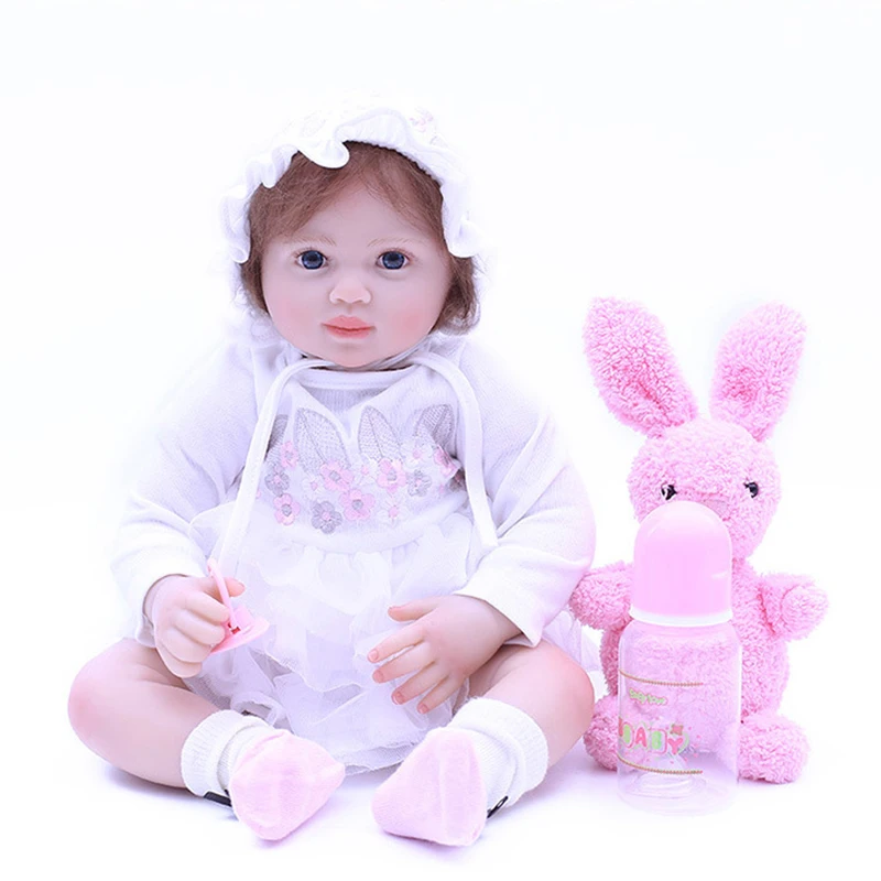 

50cm boneca reborn Soft Silicone Reborn Baby Doll 20 inch High Quality Luxury Clothes Set Blue Eyes Princess Doll Toys for Girls