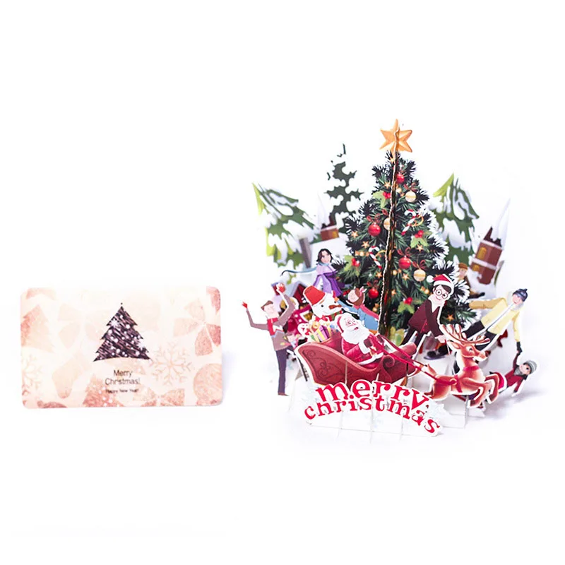  3D Laser Cut Handmade New Year Gift Color Printing Christmas Bash Party Paper Invitation Greeting C - 32827281097