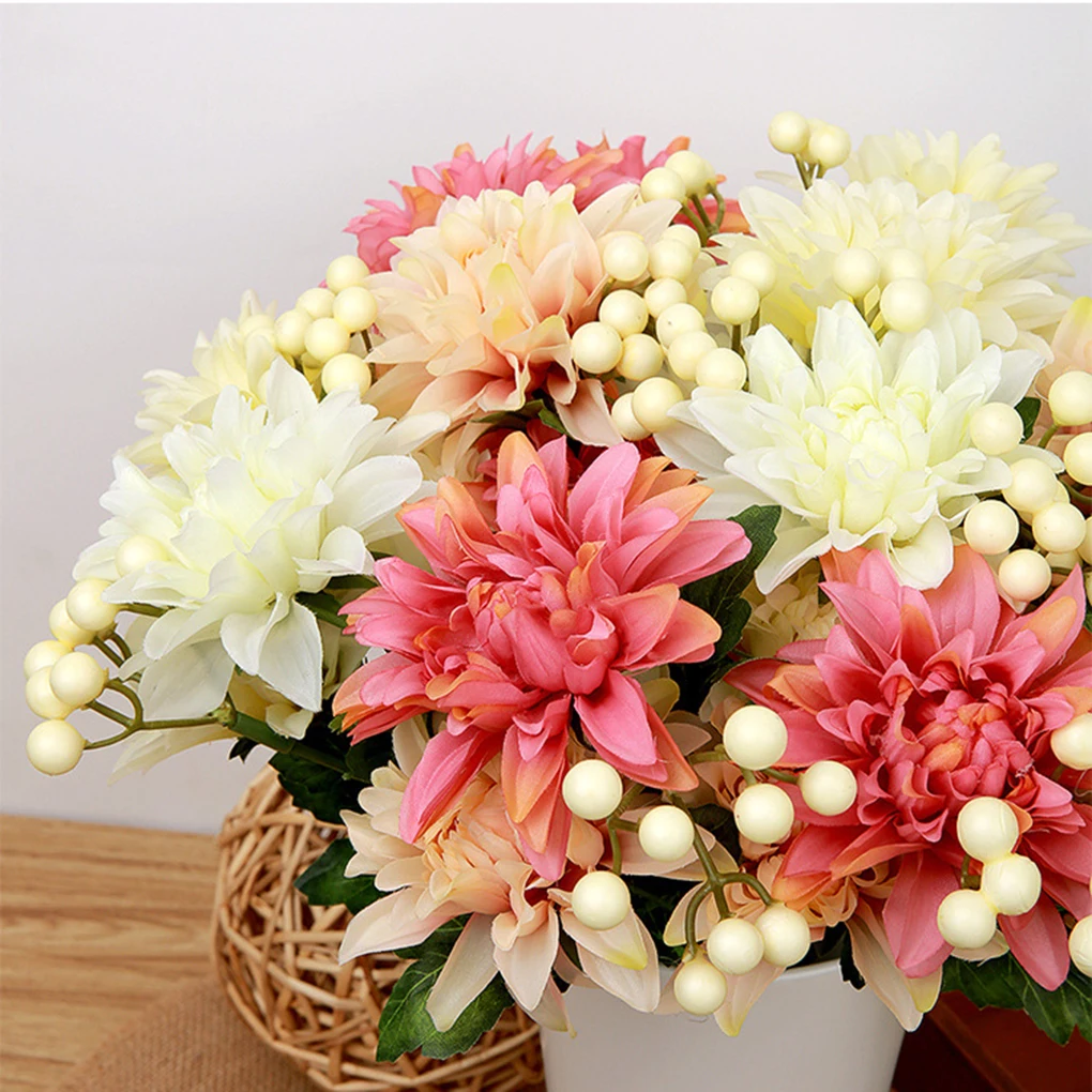 Artificial Flower Wedding Home Decor Bouquet Dahlia Silk Flower Fake