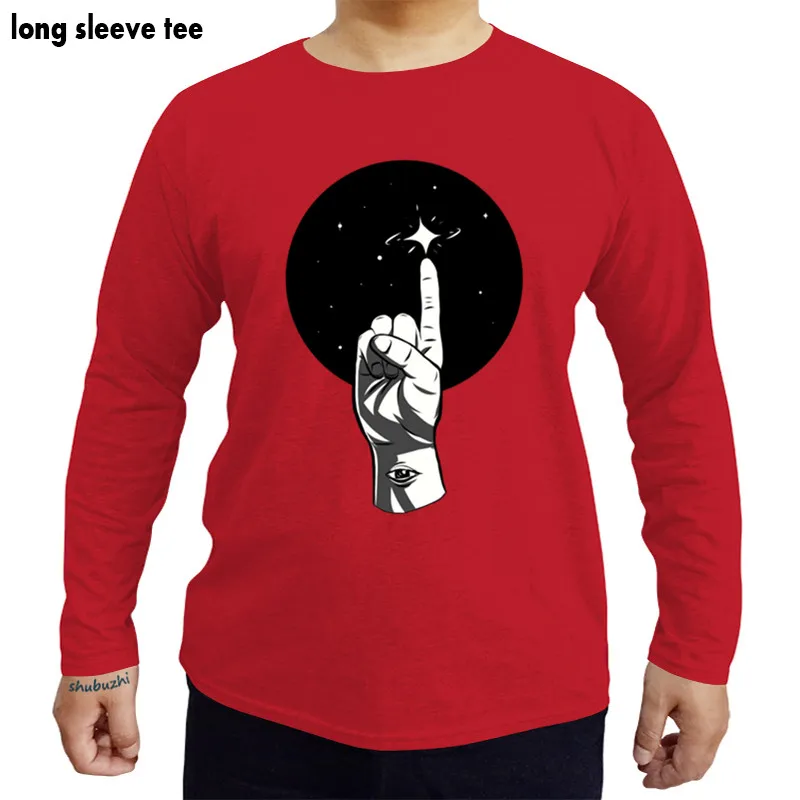 Touch просвещения shubuzhi Мужская футболка длинные рукава из 100% хлопка с принтом Футболка Хип-хоп осень красивые мужские футболки