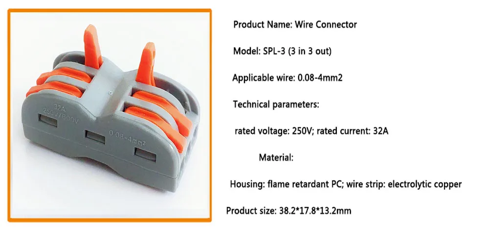 Wire Connector SPL 212 plug in waterproof connector Compact electrical fast connection Universal Terminal Block power connector
