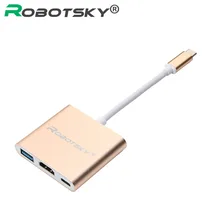 Robotsky USB 3.1 Type C to HDMI USB 3.0 USB-C HUB Adapter Type-C Extender HD 1080P for Macbook 12″ Chromebook Pixel TV Displayer