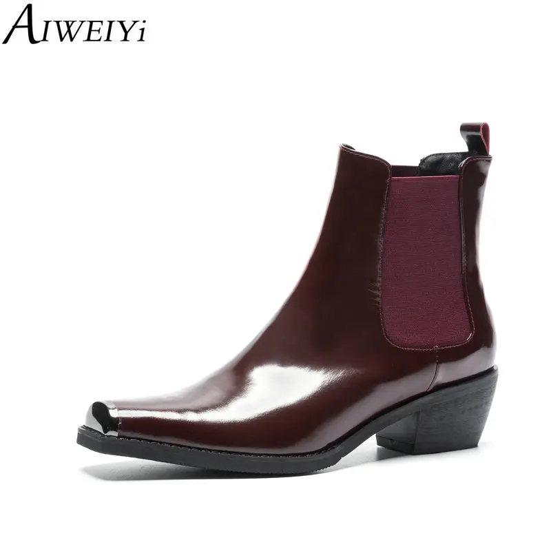 leather square toe flat ankle boots