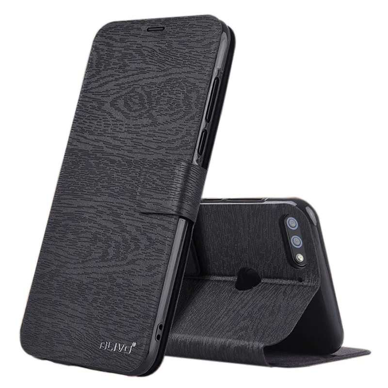 

For Honor 7A Case Cortices Grain Leather Phone Bag For Honor 7C Case Luxury Vintage Business Flip Stand Cover For Honor 7X Case