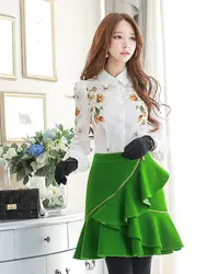 Оригинальная короткая юбка осенние и зимние модные зеленые шерстяные юбки женщин оптовая продажа