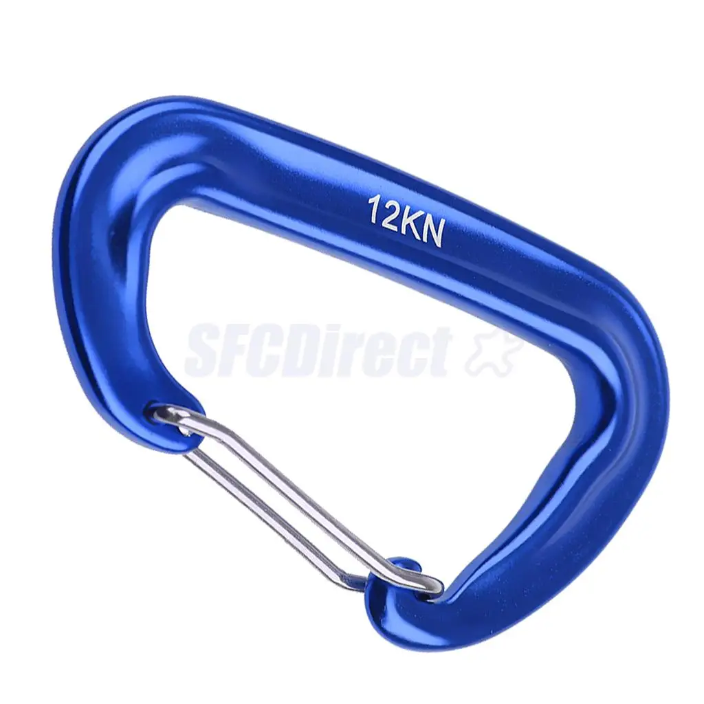 MagiDeal 12KN Aluminium Climbing Carabiner D Shape Spring Snap Climb Clasp Clip Hook Locking Buckle Outdoor Climbing Accessories