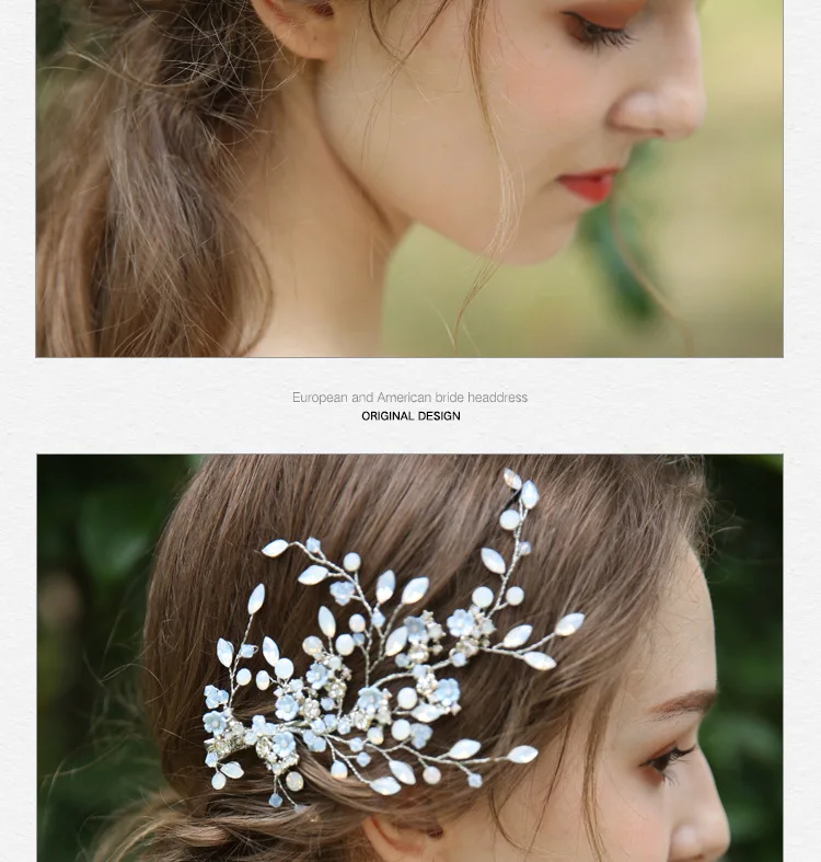 NPASON цветочный свадебный аксессуары для волос Свадебные Ювелирная тиара Для женщин заколка для причёски головной убор аксессуары для выпускного