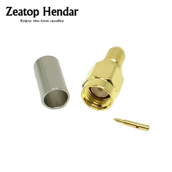 

20Pcs Gold plated Brass SMA Male Plug Jack Crimp for RG58 RG142 LMR195 RF Straight Connector