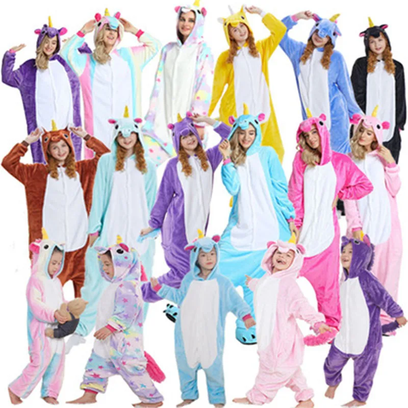 Autumn winter soft flannel Rainbow star Unicorn cartoon Animal full Cap woman's sleep tops funny cute Lovers home clothes 0.8
