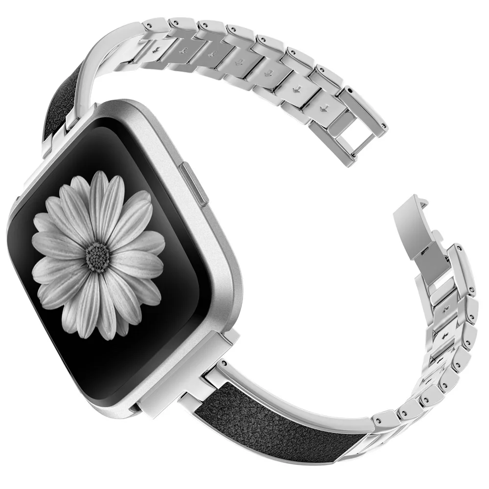 SilverBK Металлический браслет из нержавеющей стали, ремешок для Fitbit Versa, женский тонкий ремешок, сменные браслеты для Versa Lite, специальное издание - Цвет ремешка: SilverBK