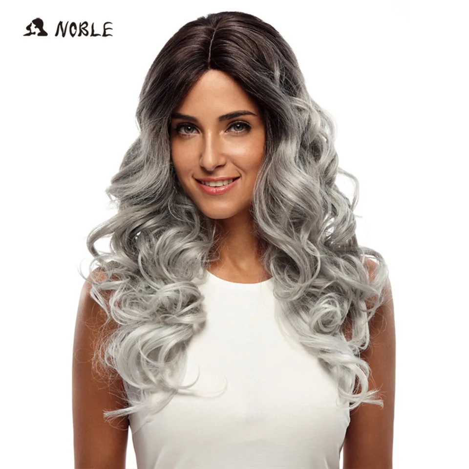 Благородные парики для черных женщин длинные волнистые синтетические волосы кружевные волосы парик 24 дюйма 2 цвета серебристый серый косплей парик