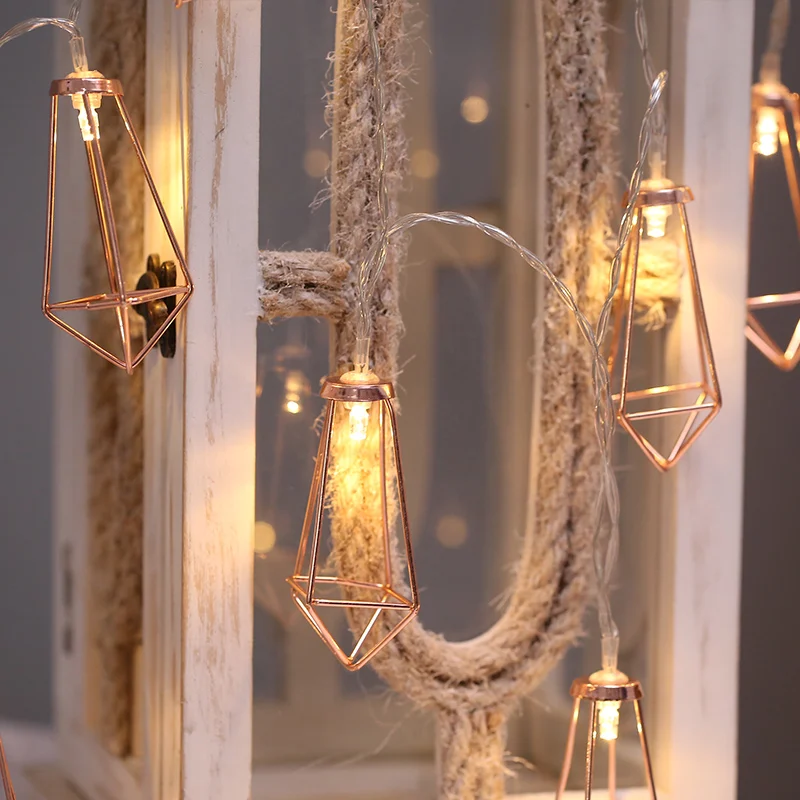 

80Led Retro Geometric Drop Diamond Lantern Battery Plug String Lights 10m LED Decor For Christmas Garland On The Window New Year