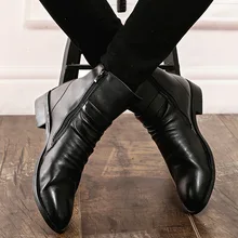 Новинка; Ботинки Челси в английском стиле; мужские ботинки из искусственной кожи; Новое поступление года; осенние ботильоны; теплые зимние мужские повседневные ботинки на молнии