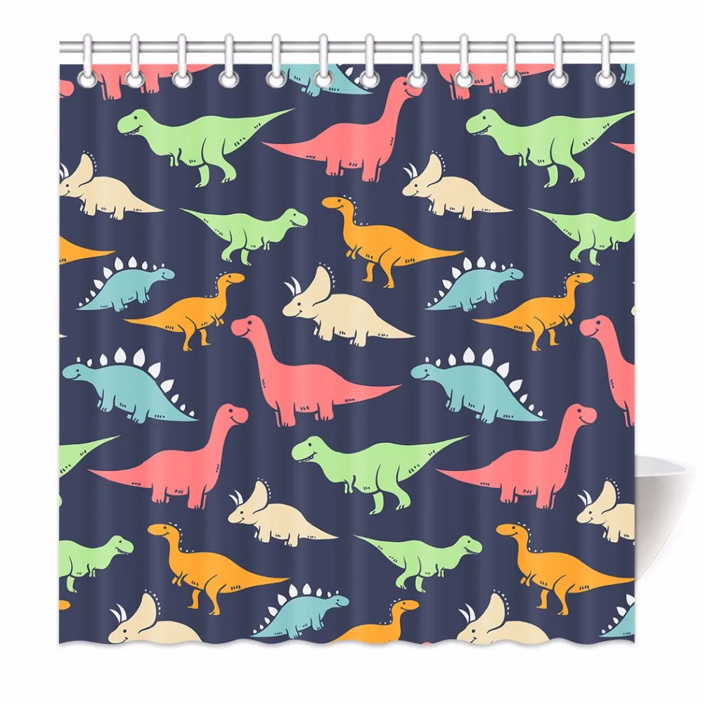 

High Quality Arts Shower Curtains Cartoon Dinosaur Coloful Cute Pattern Design Bathroom Decorative Modern Waterproof Shower