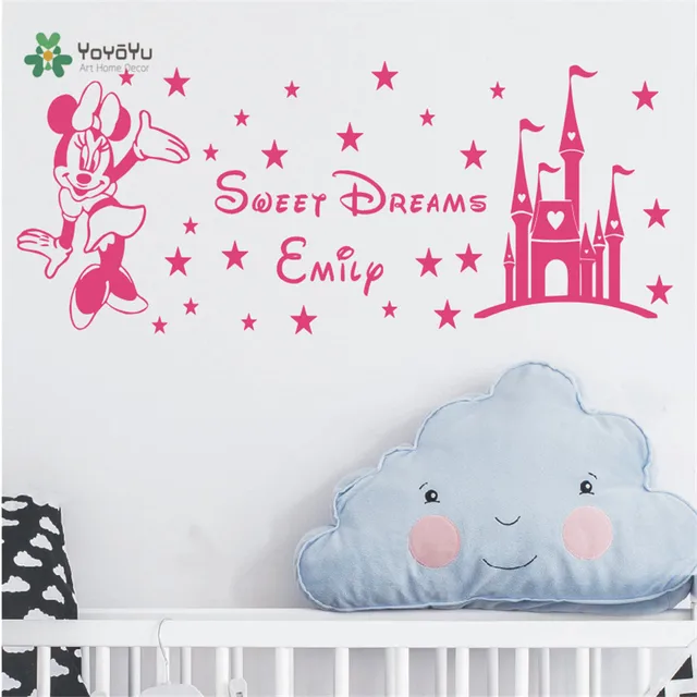 Free shipping custom name kids decal sweet dreams princess castle ... Wall stickers personalizzati
