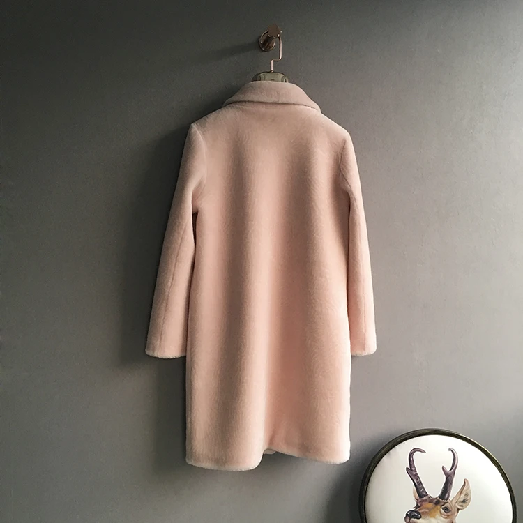 Discount Natural wool coats women warm jackets female turn down collar pockets single breasted wool overcoat 2018 autumn winter MOVAU0023 8