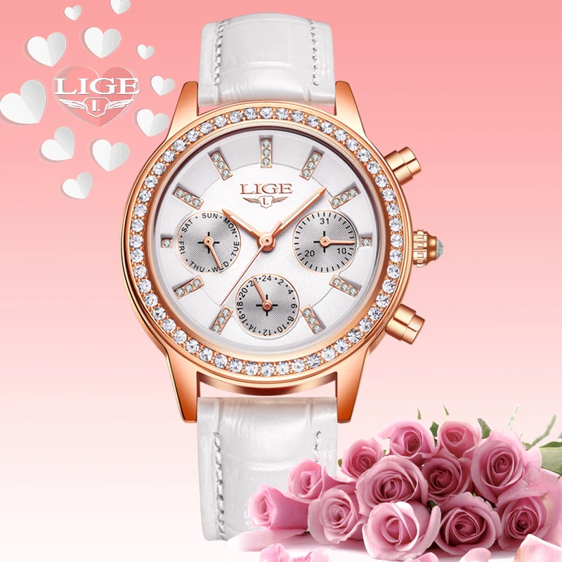 

Women Watches Relogio feminino LIGE Luxury Brand Girl Quartz Watch Casual Leather Ladies Dress Watches Women Clock Montre Femme