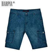 HARPIA Classic Mens Cargo Jeans Shorts Men Multi-pocket Jeans Blue Loose Straight Denim Shorts Male Cotton Plus Size Short Pants HARPIA Classic Mens Cargo Jeans Shorts Men Multi-pocket Jeans Blue Loose Straight Denim Shorts Male Cotton Plus Size Short Pants