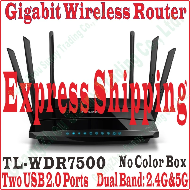 

Express Shipping 6 Antennas TP-LINK Wireless Router 802.11AC 1750Mbps Dual Band Gigabit 2.4GHz + 5GHz Huge WiFi Router USB2.0 *2
