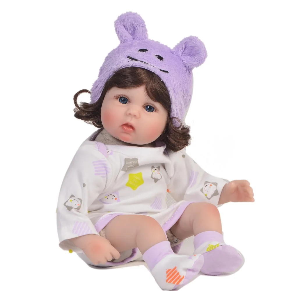 

18"43cm curly girl reborn silicone baby soft doll toys classic child house toys dolls gift fashion bebes reborn bonecas