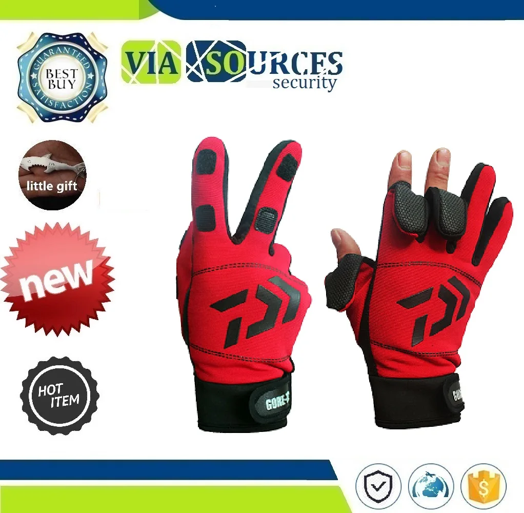 

Waterproof Anti-slip Fishing Glove Outdoor Riding Hiking Sports Daiwa Winter Warm Fishing Gloves Cotton 3 Fingers Cut