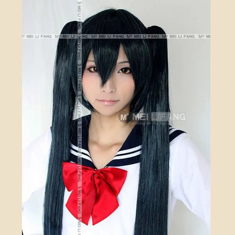 

Black~Rock Shooter 120cm Black Green Fusion long Straight Cosplay Costume Wig,Have chips on,Free shipping