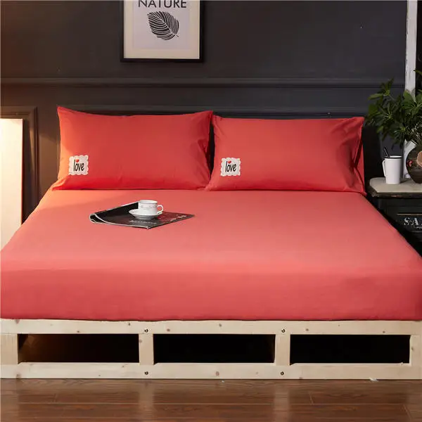 

Quality 100% Polyester Bed Sheets with Elastic Band Fitted Sheet Pillowcase King Queen Full King Size Bedsheets Free Shipping