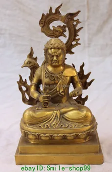

10" Bronze Carved Bird Phoenix Japaese Warrior Buddha Seat Sword Base Statue