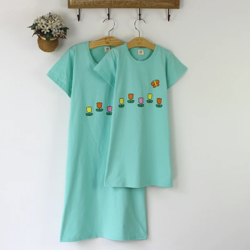 Набор одинаковых пижам для всей семьи комплект одежда для матери и дочери хлопковая Ночные рубашки для девочек кот пижамы Ночная рубашка Обувь для девочек детские пижамы